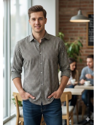 Camisa Masculina  VR Office marrom - Tam. M