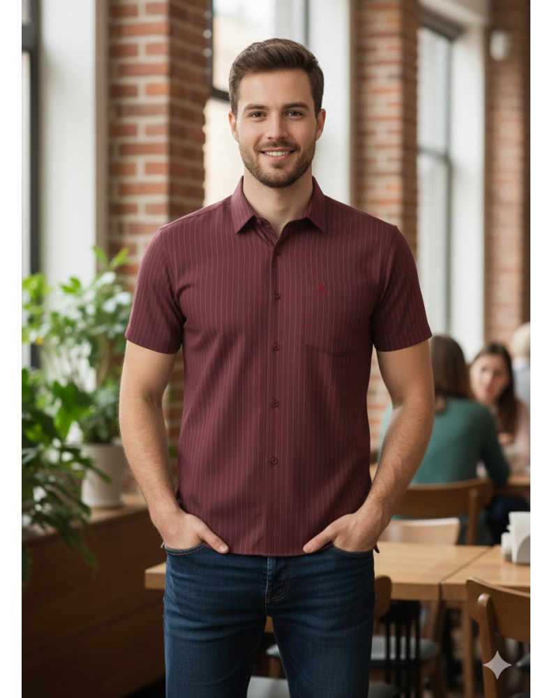 Camisa Masculina Aramis Manga Curta - 140340 - Bordô Tam. M Camisa Masculina Aramis Manga Curta - 140340 - Bordô Tam. M