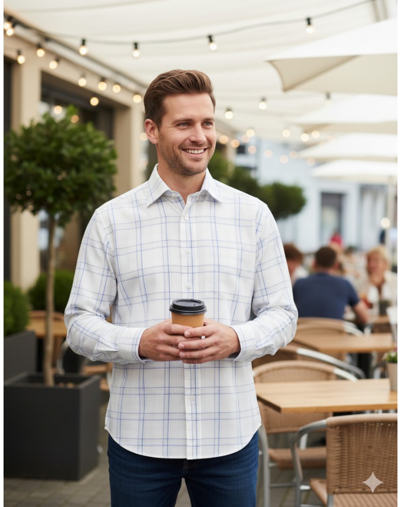 Clique p/ + Detalhes Camisa Aramis Masculino Manga Longa MW FIo Egípcio Passa Fácil Slim Fit TAM M