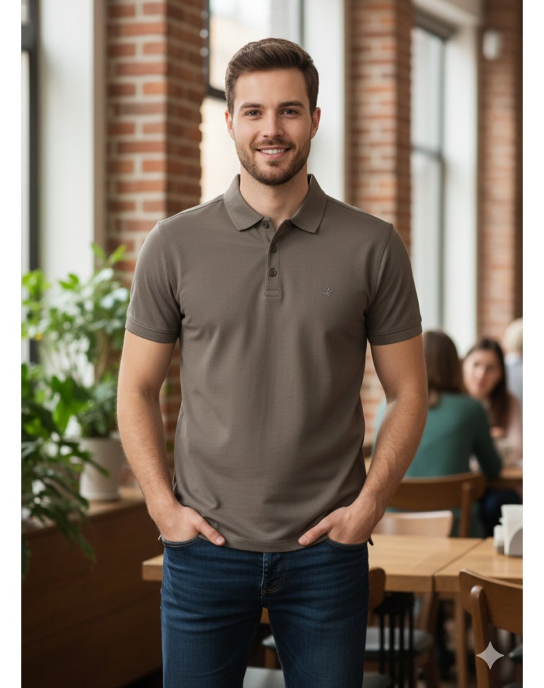 Camisa Polo Masculina Brooksfield New Borelli Caqui- Tam. M (42) Camisa Polo Masculina Brooksfield New Borelli Caqui- Tam. M (42)