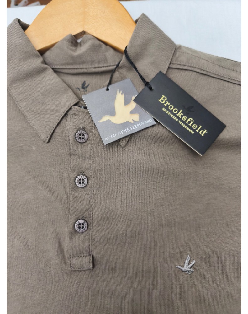 Camisa Polo Masculina Brooksfield New Borelli Caqui- Tam. M (42) Camisa Polo Masculina Brooksfield New Borelli Caqui- Tam. M (42)