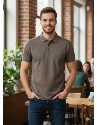 Camisa Polo   Masculina  Brooksfield New Borelli  CINZA - Tam. M (42)