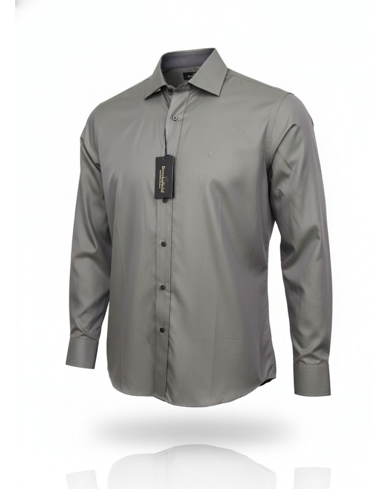 Camisa Social  Masculina  Brooksfield  slim fit    CINZA - Tam. M (42)