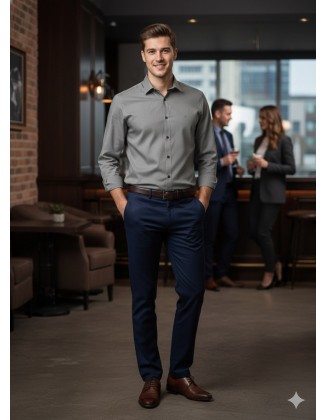 Camisa Social  Masculina  Brooksfield  slim fit    CINZA - Tam. M (42)