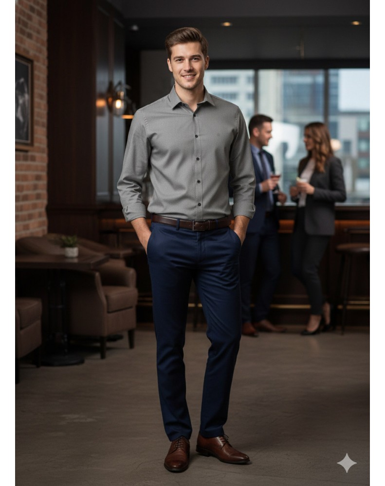 Camisa Social  Masculina  Brooksfield  slim fit    CINZA - Tam. M (42)