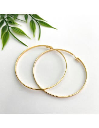 Brinco Argola Lisa 5cm Folheada a Ouro 18k